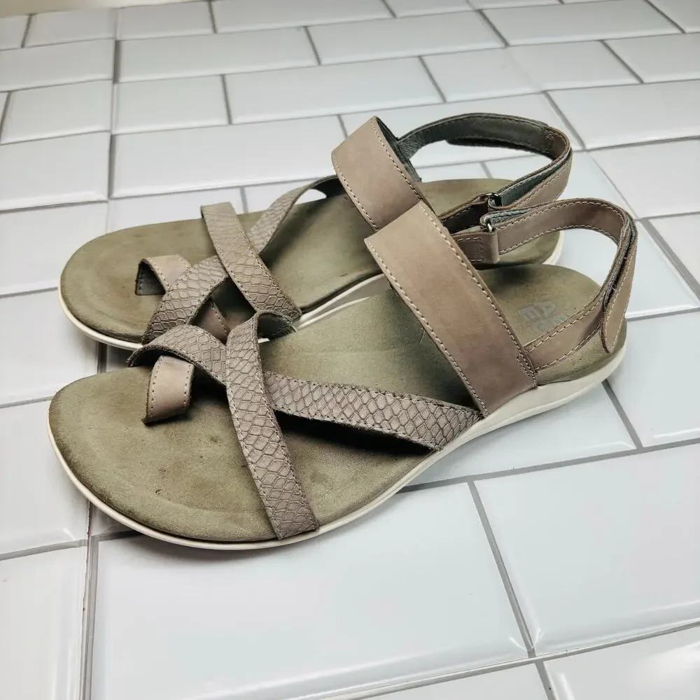 Abeo Barnett,‎ Grey Nubuck Embossed Reptile Leather-Upper Sandal-7.5N